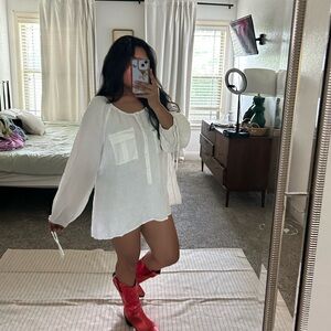 Sundance White Relaxed Linen Blouse